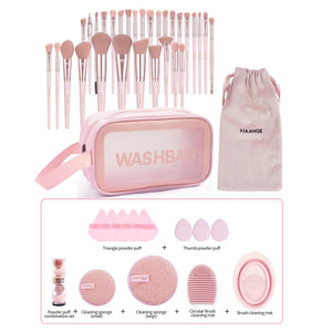 49 PCS Pink Makeup Brushes Kit - Glam Warehouse