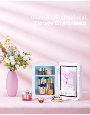 4L Makeup Fridge WIth LED Light Mirror - Glam Warehouse