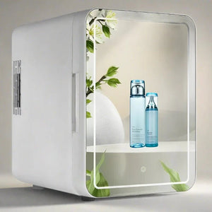 4L Makeup Fridge WIth LED Light Mirror - Glam Warehouse
