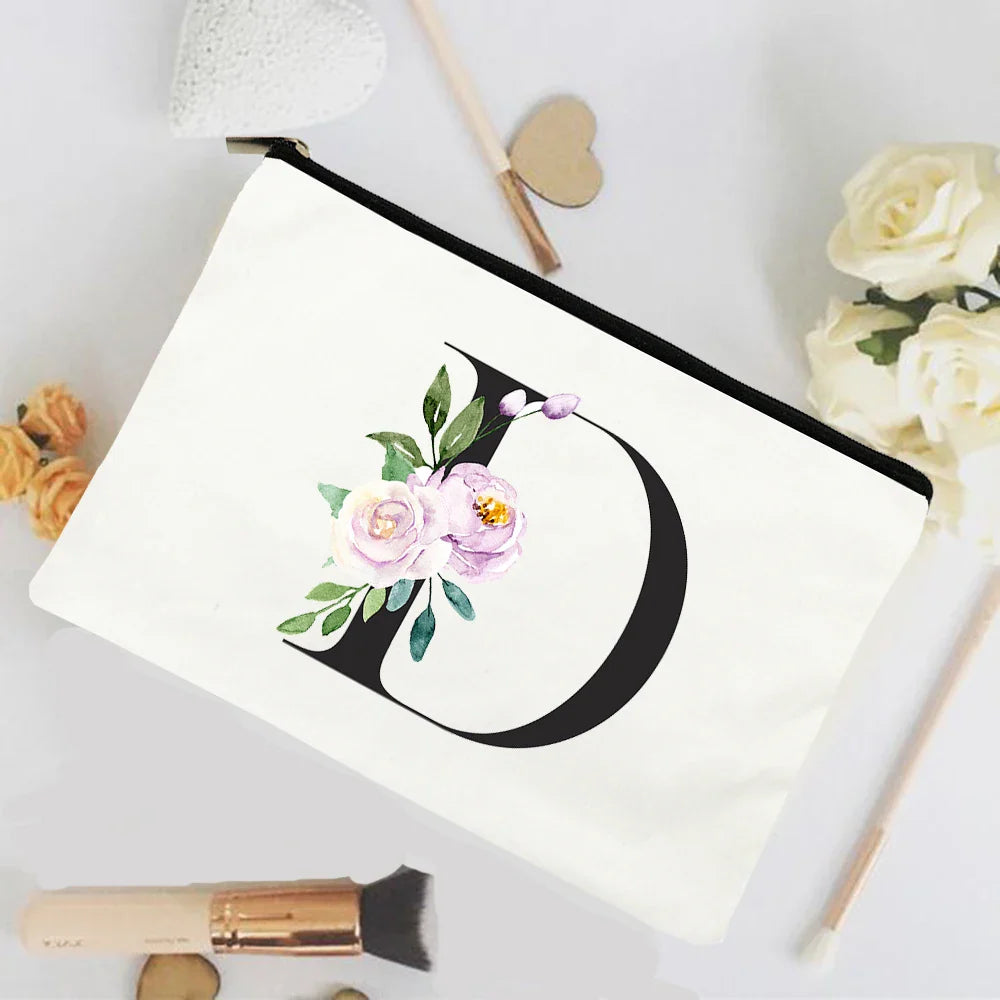 Fashion Alphabet Flowers Cosmetic Bag