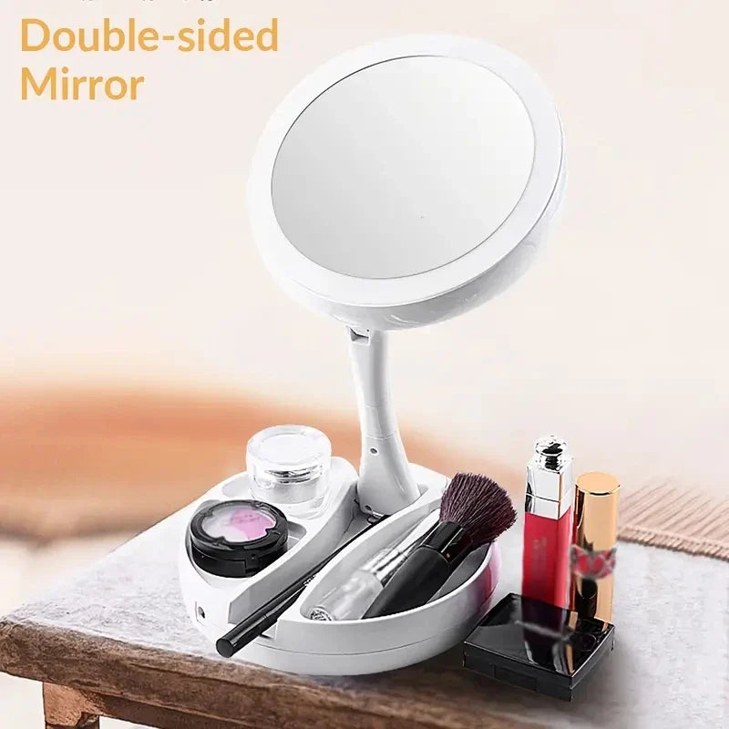 Dual Purpose Double-Sided LED Makeup Mirror