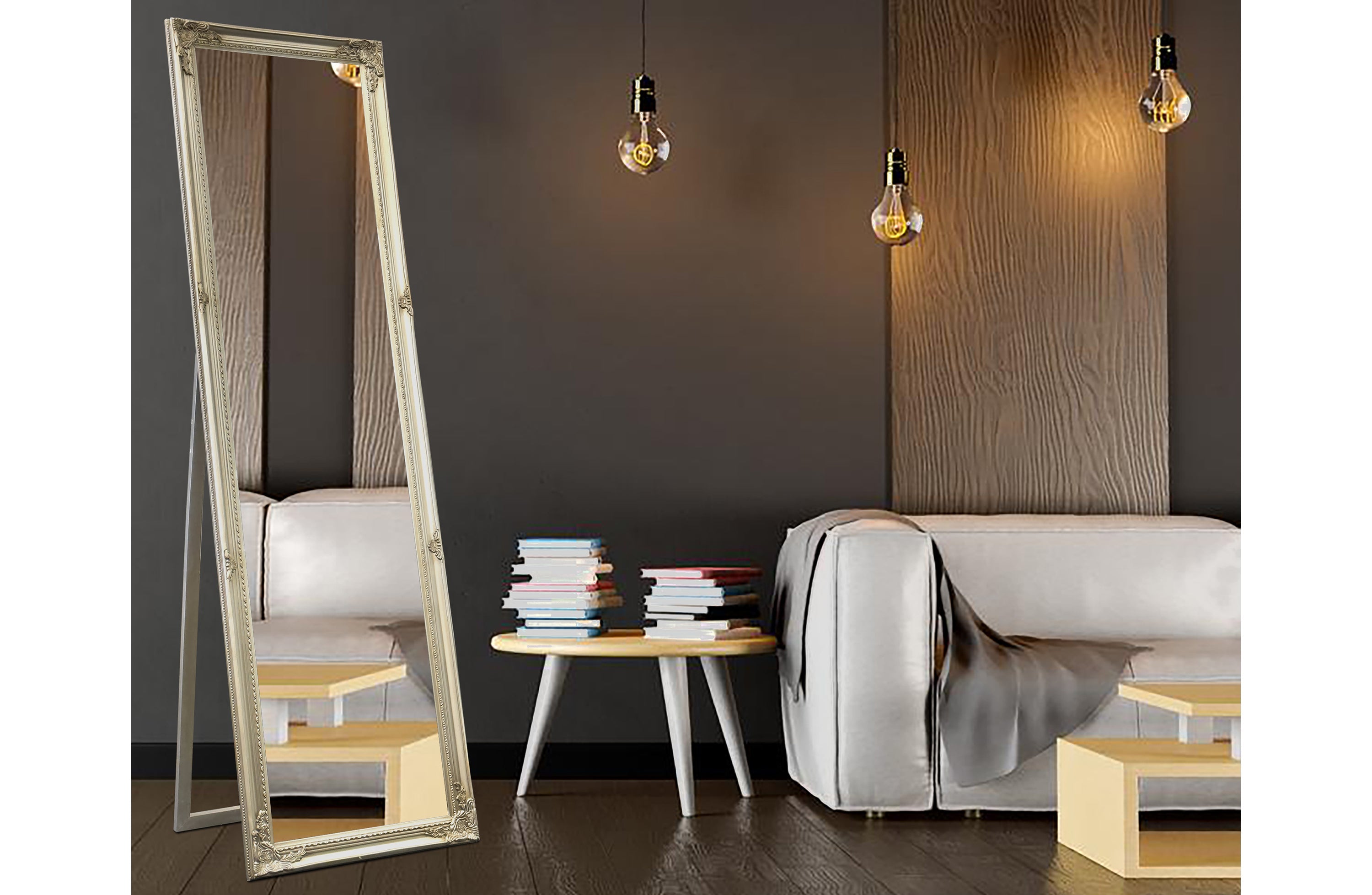 French Provincial Ornate Mirror - Antique Champagne - Free Standing 50cm x 170cm