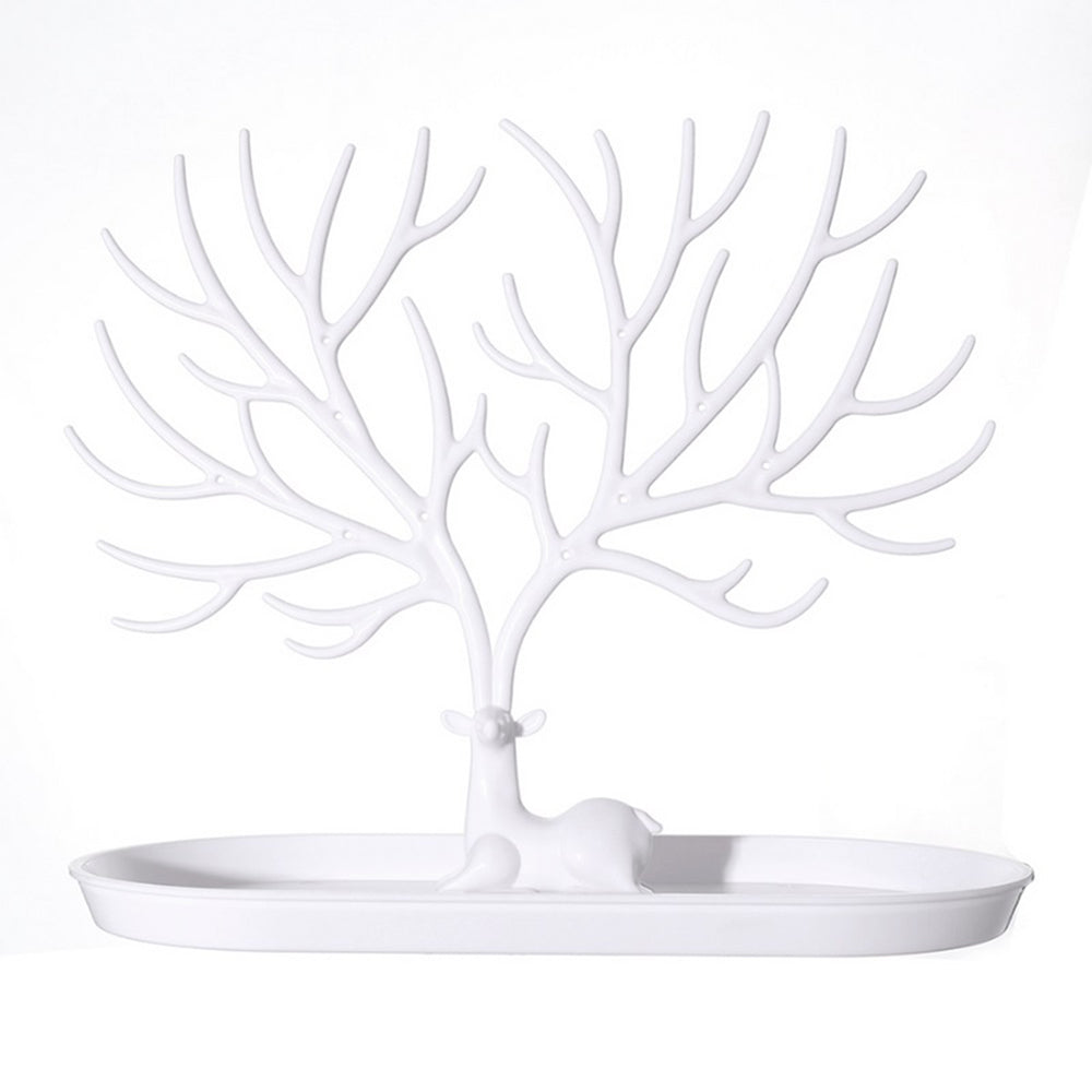 Vibe Geeks Antlers Tree Tower Jewelry Display Stand for Ring Earrings Necklace Bracelet - White Basic Model