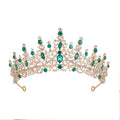 Luxury Full Rhinestone Bridal Tiara - Elegant Alloy Crown Hairband with 3A Grade Crystals Green