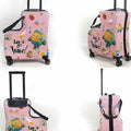 Pink Kids Ride-On Luggage - 20-Inch Cartoon Travel Suitcase with Footrest, Durable Rolling Carry-On for Children