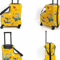Yellow Kids Ride-On Luggage - 20-Inch Cartoon Travel Suitcase with Footrest, Durable Rolling Carry-On for Children