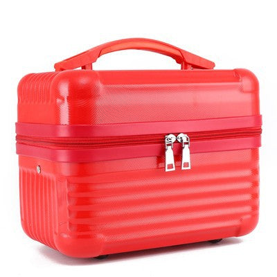 Red Durable Hard Shell Makeup Travel Case - Large Capacity Portable Cosmetic Organizer Box with Handle