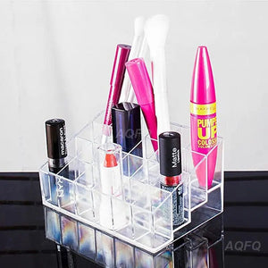 Acrylic Clear 40 Grid Lipstick Holder Stand Case Makeup Organizer - Glam Warehouse