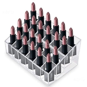 Acrylic Clear 40 Grid Lipstick Holder Stand Case Makeup Organizer - Glam Warehouse