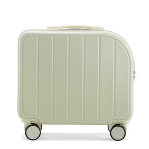 Beige Compact 18-Inch Carry-On Suitcase | Lightweight ABS Hardside Spinner Luggage - Glam Warehouse