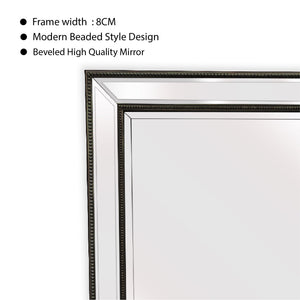 Black Beaded Framed Mirror - Free Standing 50cm x 170cm - Glam Warehouse