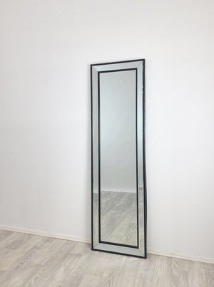 Black Beaded Framed Mirror - Free Standing 50cm x 170cm - Glam Warehouse