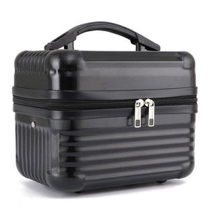 Black Durable Hard Shell Makeup Travel Case - Large Capacity Portable Cosmetic Organizer Box with Handle - Glam Warehouse