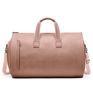 Champagne PU Leather Travel Duffel Bag - Large Capacity Waterproof Suit Bag with Shoe Compartment - Glam Warehouse