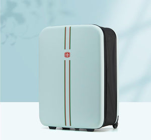 Compact Expandable Foldable Luggage - Reinforced Alloy Handle & Silent Wheels(light green) - Glam Warehouse