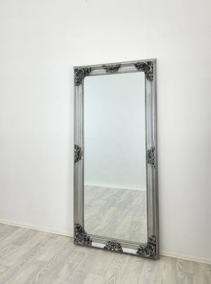 Deluxe French Provincial Ornate Mirror - Antique Silver - 90cm x 170cm - Glam Warehouse