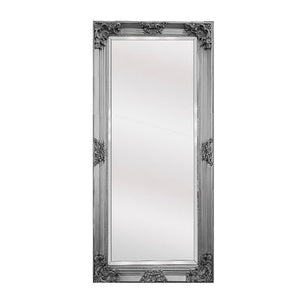 Deluxe French Provincial Ornate Mirror - Antique Silver - 90cm x 170cm - Glam Warehouse