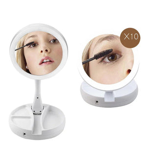 Dual Purpose Double-Sided LED Makeup Mirror - Glam Warehouse