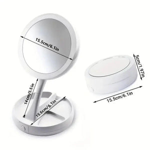 Dual Purpose Double-Sided LED Makeup Mirror - Glam Warehouse
