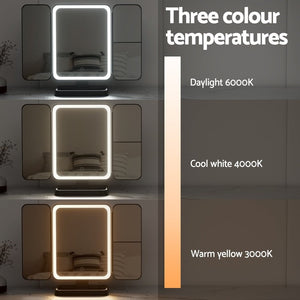 Embellir LED Makeup Mirror Tri-fold Lighted Vanity Mirrors 1X2X3X Magnifications - Glam Warehouse
