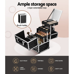 Embellir Makeup Case Beauty Organiser Bag Travel Large Cosmetic Storage Portable - Glam Warehouse
