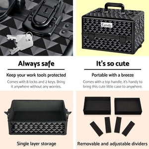 Embellir Makeup Case Beauty Trolley Cosmetic Organiser Box Travel Wheels Diamond - Glam Warehouse
