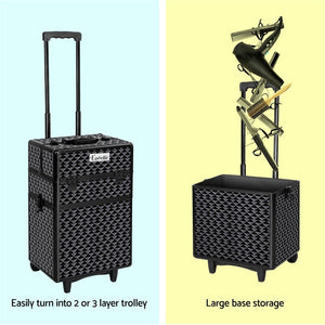 Embellir Makeup Case Beauty Trolley Cosmetic Organiser Box Travel Wheels Diamond - Glam Warehouse