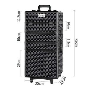 Embellir Makeup Case Beauty Trolley Cosmetic Organiser Box Travel Wheels Diamond - Glam Warehouse