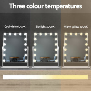 Embellir Makeup Mirror 40x50cm Hollywood Vanity with LED Light Rotation Tabletop - Glam Warehouse