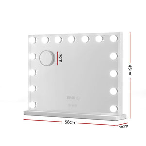 Embellir Makeup Mirror 58x45cm Hollywood Vanity with LED Light Tabletop White - Glam Warehouse