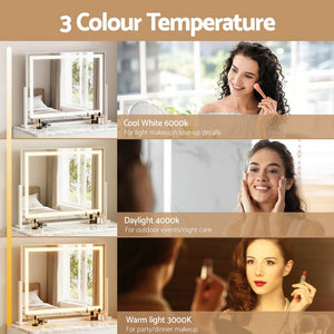 Embellir Makeup Mirror 58x46cm 360~ Rotatable Vanity Mirror with Lights Bright Light Strip Adjustable - Glam Warehouse