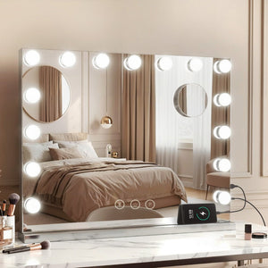 Embellir Makeup Mirror 58x46cm Hollywood Vanity with LED Light Tabletop Wall - Glam Warehouse