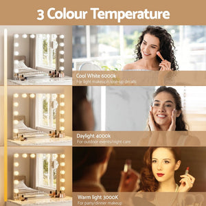 Embellir Makeup Mirror 58x46cm Hollywood Vanity with LED Light Tabletop Wall - Glam Warehouse