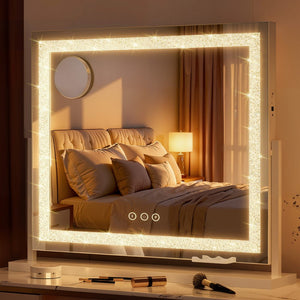 Embellir Makeup Mirror 60x50cm 360~ Rotatable Vanity Mirror with Lights Crystal LED - Glam Warehouse