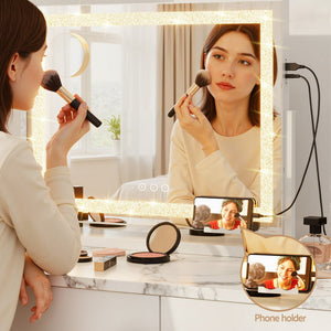 Embellir Makeup Mirror 60x50cm 360~ Rotatable Vanity Mirror with Lights Crystal LED - Glam Warehouse