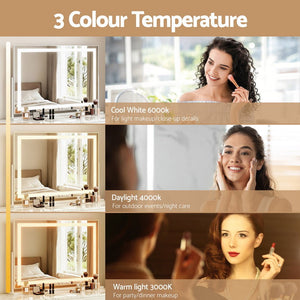 Embellir Makeup Mirror 80x58cm 360~ Rotatable Vanity Mirror with Lights Bright Light Strip Adjustable - Glam Warehouse