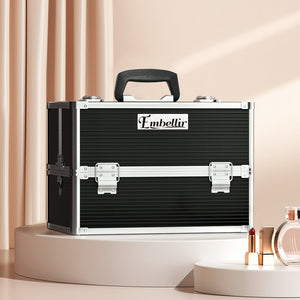 Embellir Portable Cosmetic Beauty Makeup Case- Black - Glam Warehouse