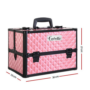 Embellir Portable Cosmetic Beauty Makeup Case - Diamond Pink - Glam Warehouse