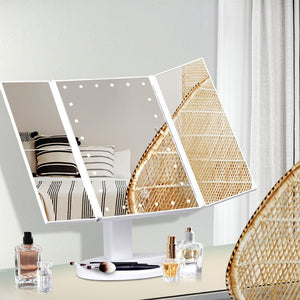 Embellir Tri-fold Makeup Mirror 1X2X3X Magnifying with LED Light Travel Portable - Glam Warehouse