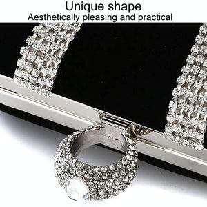 Embellished u Shape Evening Clutch for Ladies - Banquet Ready - Black - Glam Warehouse
