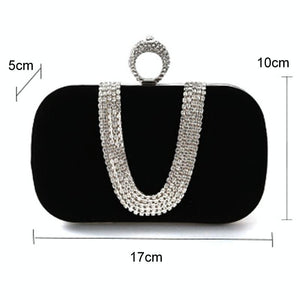 Embellished u Shape Evening Clutch for Ladies - Banquet Ready - Red - Glam Warehouse