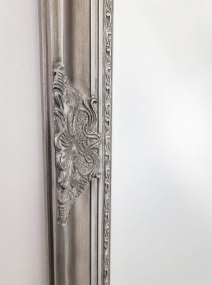 French Provincial Ornate Mirror - ANTIQUE SILVER- X Large 100cm x 190cm - Glam Warehouse