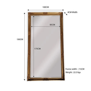 French Provincial Ornate Mirror - COUNTRY GOLD - X Large 100cm x 190cm - Glam Warehouse