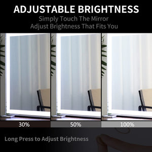 Large Hollywood Makeup Mirror 3 Modes Lighted and Smart Touch Control (92 x 68 cm) - Glam Warehouse