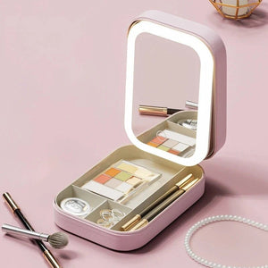 LED Mirror Cosmetics Storage Box - Glam Warehouse