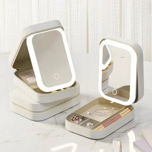 LED Mirror Cosmetics Storage Box - Glam Warehouse