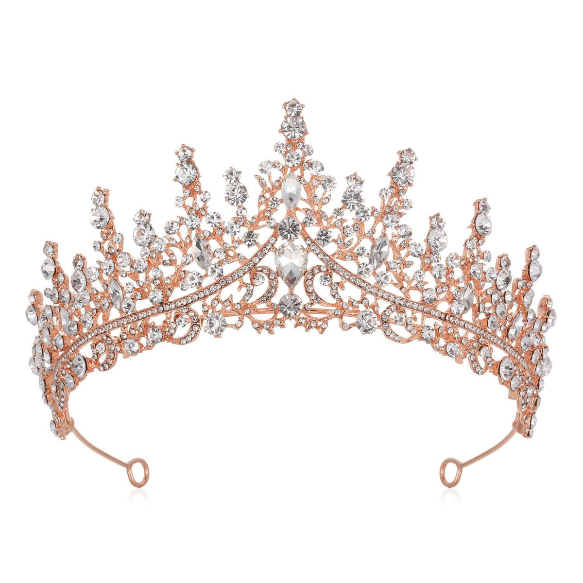 Luxury Full Rhinestone Bridal Tiara - Elegant Alloy Crown Hairband with 3A Grade Crystals Rose Gold - Glam Warehouse