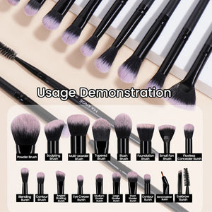 Makeup Brushes 18pcs Professional Natural Foundation Eyeshadow Concealer Blending Brush with Storage Box Kabuki Women Kit - Glam Warehouse