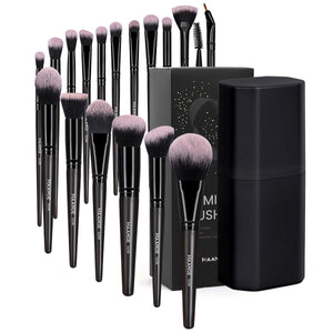 Makeup Brushes 18pcs Professional Natural Foundation Eyeshadow Concealer Blending Brush with Storage Box Kabuki Women Kit - Glam Warehouse