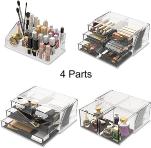 Makeup Cosmetic Organizer Storage with 12 Drawers Display Boxes (Clear) - Glam Warehouse